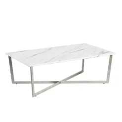 Paige Coffee Table - White/Stainless Steel