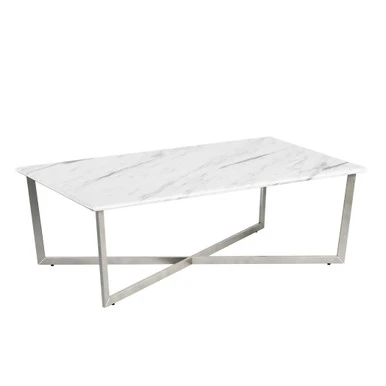 Paige Coffee Table - White/Stainless Steel 1 Paige Coffee Table - White/Stainless Steel