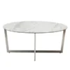 Paige Round Coffee Table - White/Stainless Steel