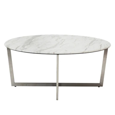 Paige Round Coffee Table - White/Stainless Steel 1 Paige Round Coffee Table - White/Stainless Steel