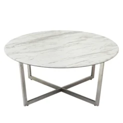 Paige Round Coffee Table - White/Stainless Steel 7 Paige Round Coffee Table - White/Stainless Steel -Cozy Corner Shop 010199012 3 97468.1690292086.386.513