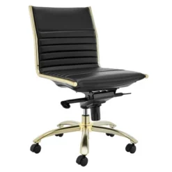 Darby Low Back Office Chair - Black/Brushed Gold