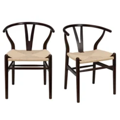 Tia Dining Chair Walnut/Natural - Set Of 2