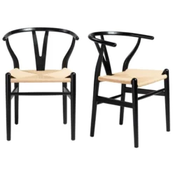 Tia Dining Chair Black/Natural - Set Of 2