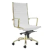Darby High Back Office Chair - White/Gold