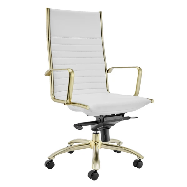 Darby High Back Office Chair - White/Gold 1 Darby High Back Office Chair - White/Gold
