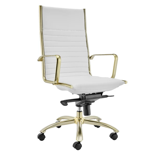 Darby High Back Office Chair - White/Gold 2 Darby High Back Office Chair - White/Gold - Image 2