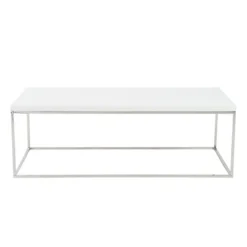 Cory Rectangle Coffee Table - White/Silver