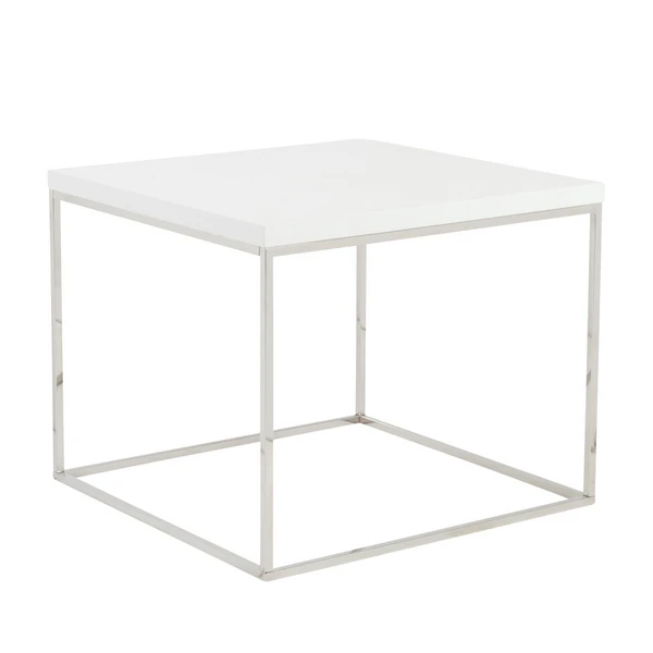Cory Side Table - White/Silver 2 Cory Side Table - White/Silver - Image 2