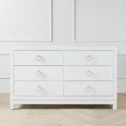 Artisan 6 Drawer Dresser - White/Gold